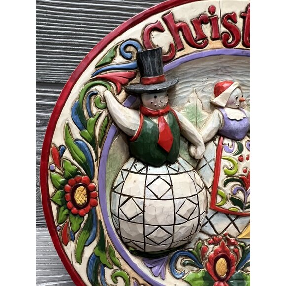 Jim Shore Snowman Family Heartwood Creek Enesco Plate 7” Christmas 2006 - Picture 2 of 9